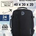 Plecak-torba kabinowa 24l czarny