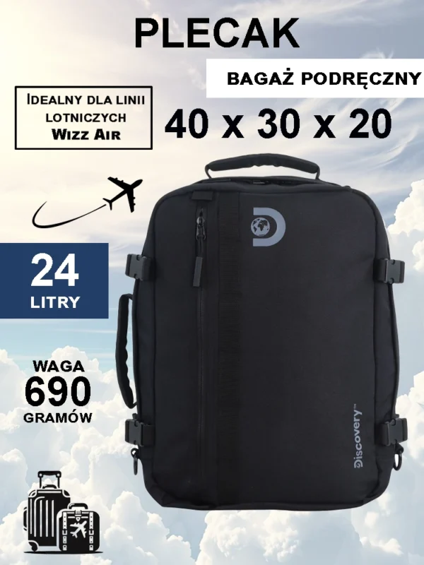 Plecak-torba kabinowa 24l czarny